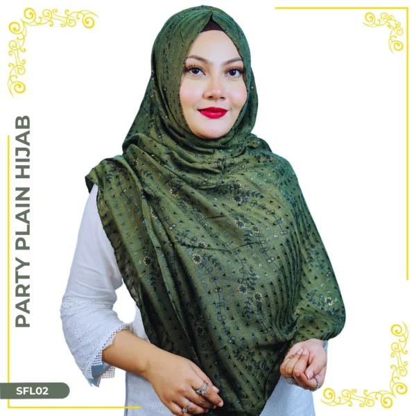 Elegant Flower Work Cotton Hijab SFL02