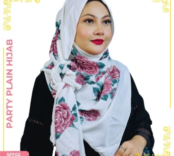 Rose Print Cotton Plain Hijab